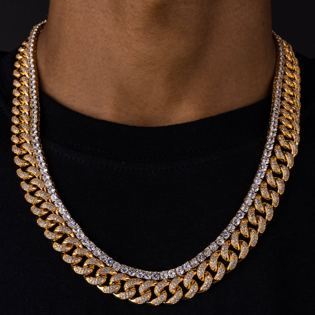 20mm Cuban Chain & 5mm Tennis Chain Bundle - ICECLIQUE JEWELRY