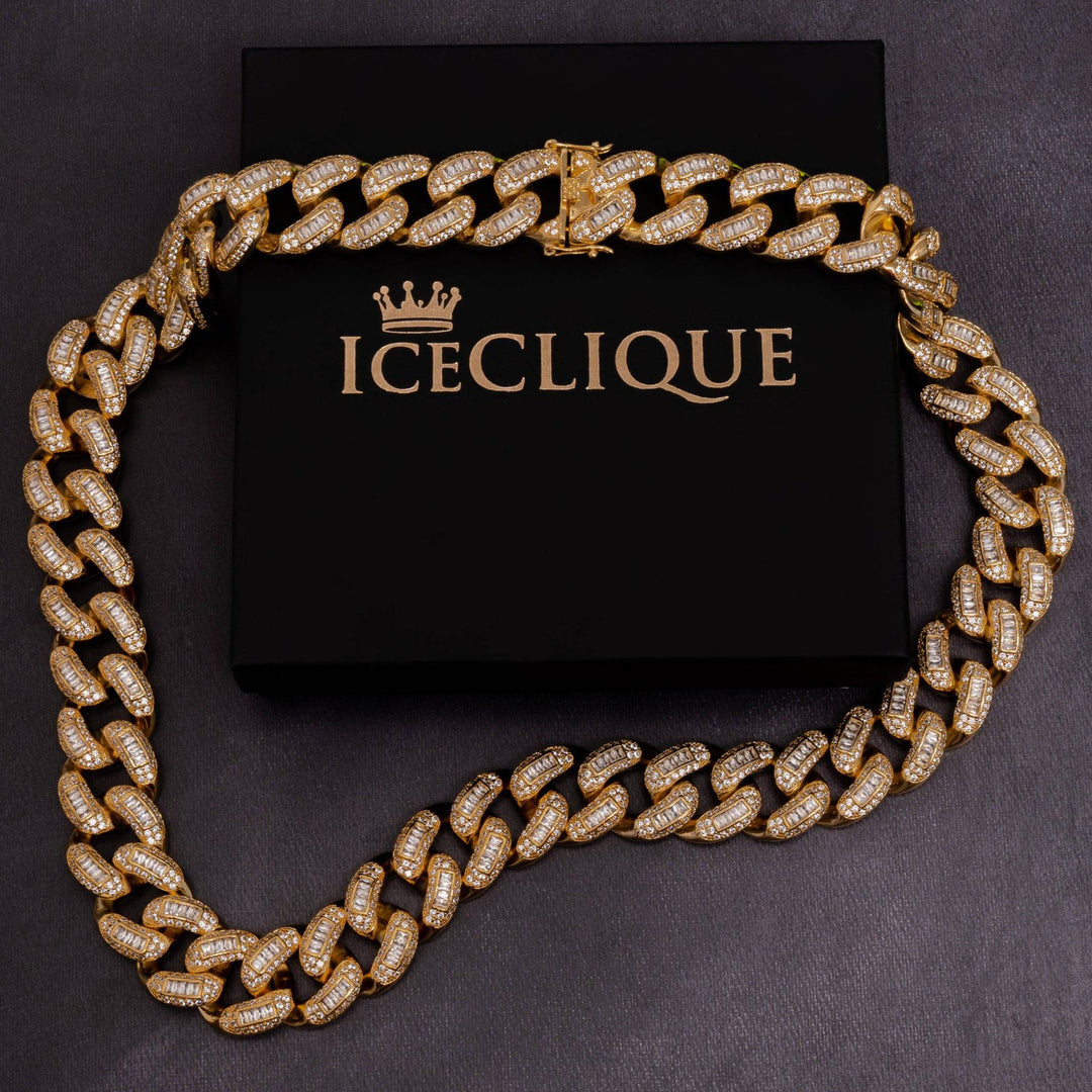 22mm Baguette Cuban Chain - ICECLIQUE JEWELRY