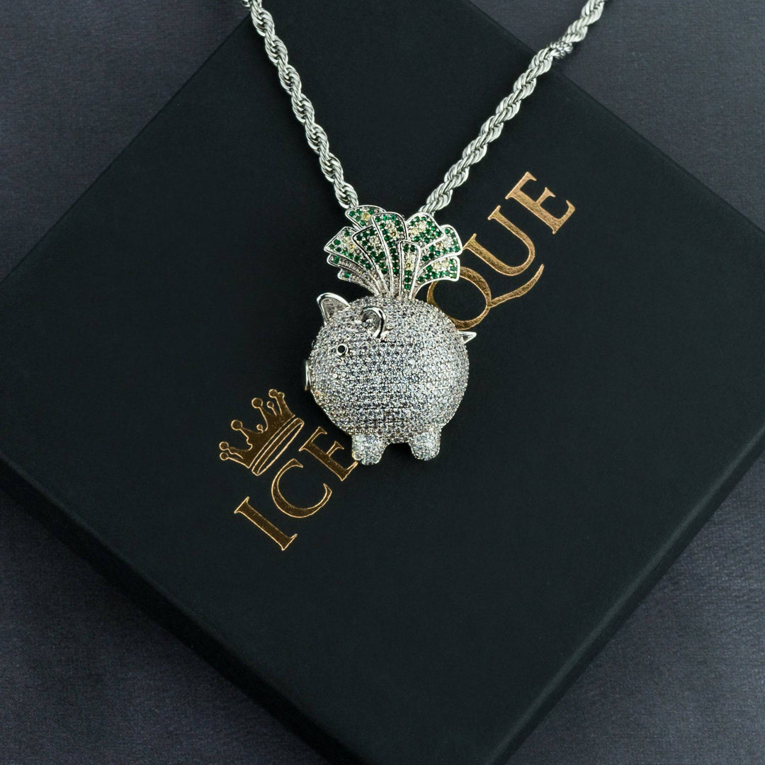 Iced Piggy Bank Pendant - ICECLIQUE JEWELRY