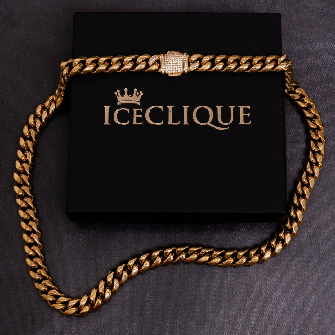 12mm Iced Clasp Cuban Chain - ICECLIQUE JEWELRY