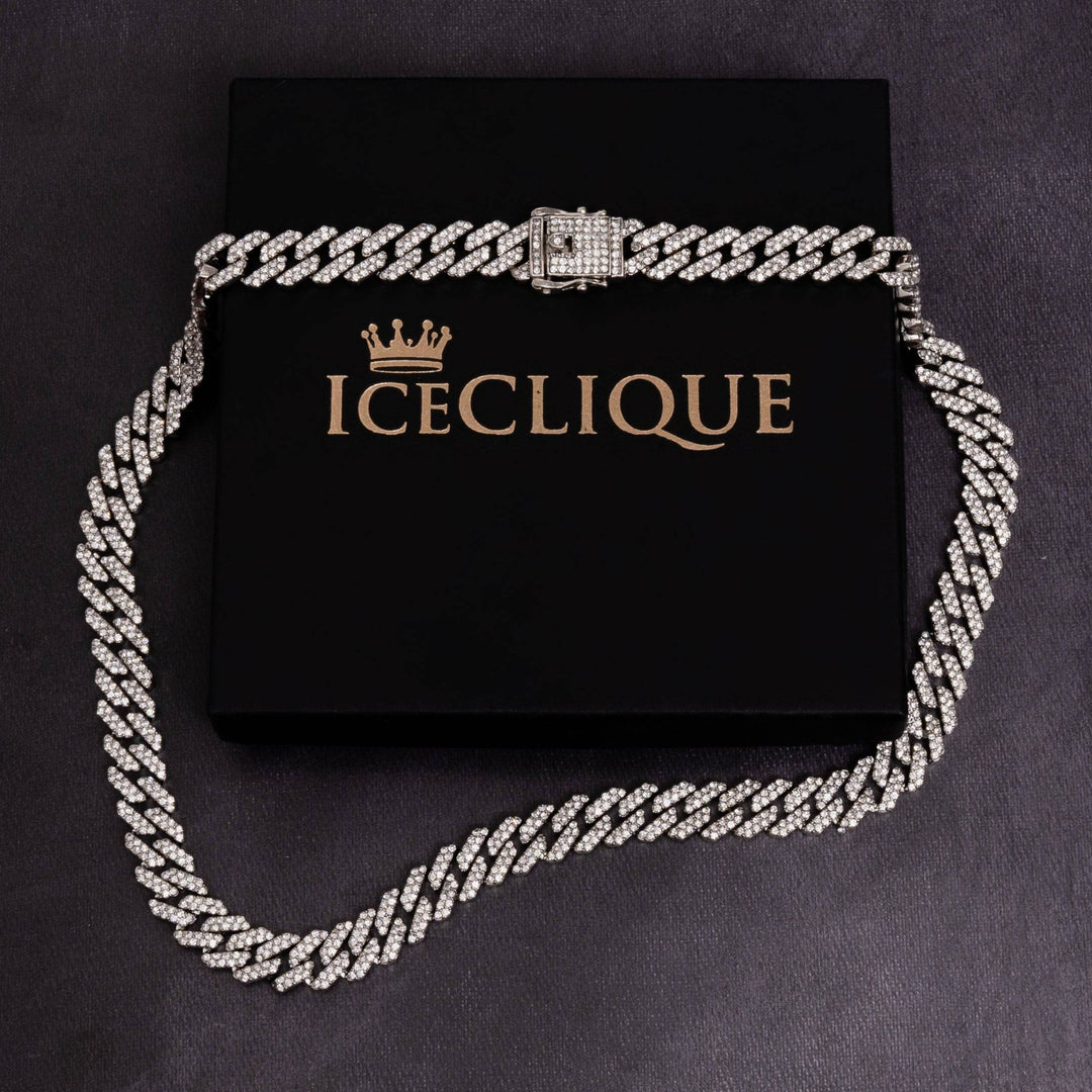 12mm Iced Prong Cuban Chain - ICECLIQUE JEWELRY