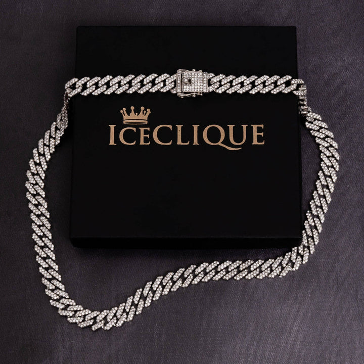 12mm Iced Prong Cuban Chain - ICECLIQUE JEWELRY