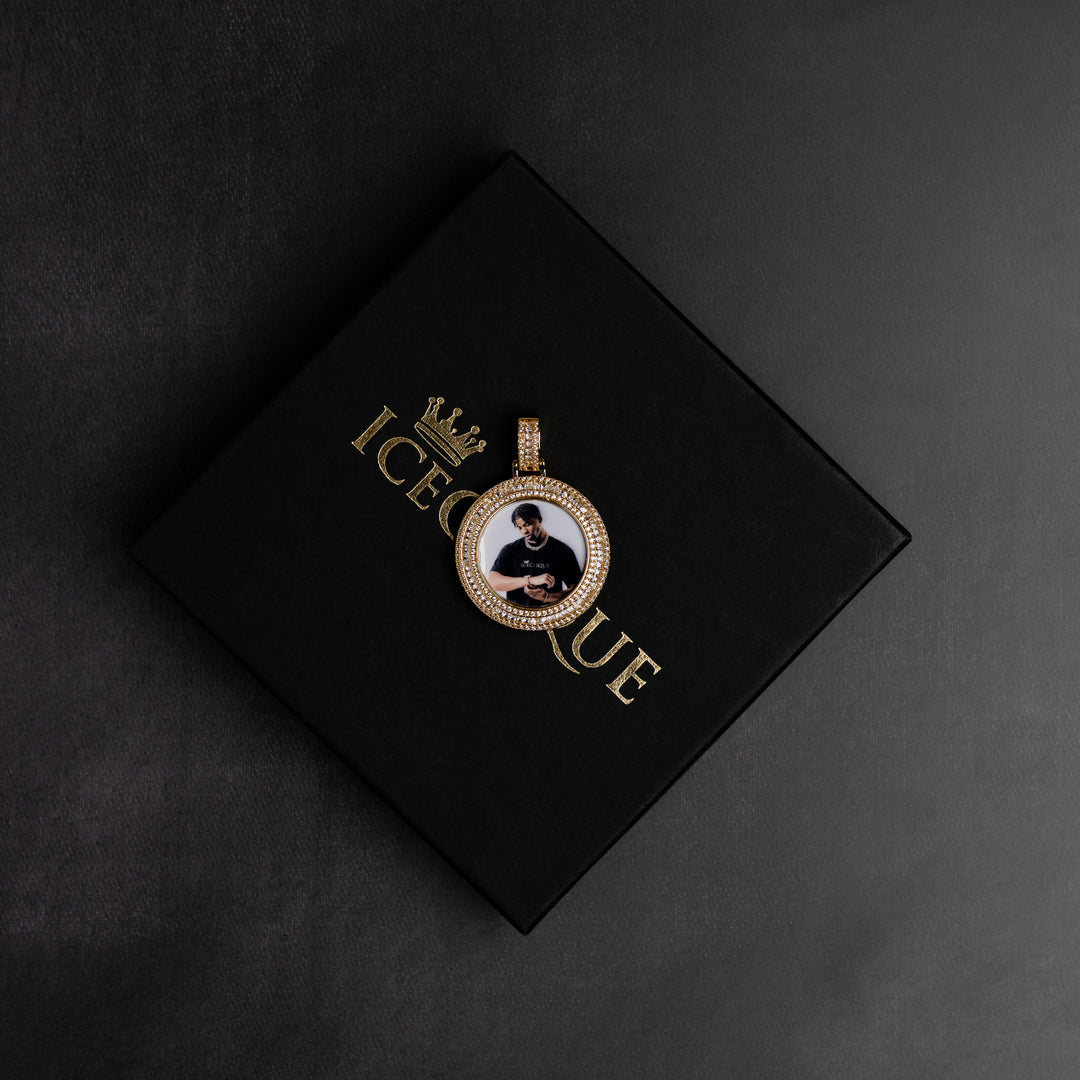 Round Baguette Custom Photo Pendant - ICECLIQUE JEWELRY