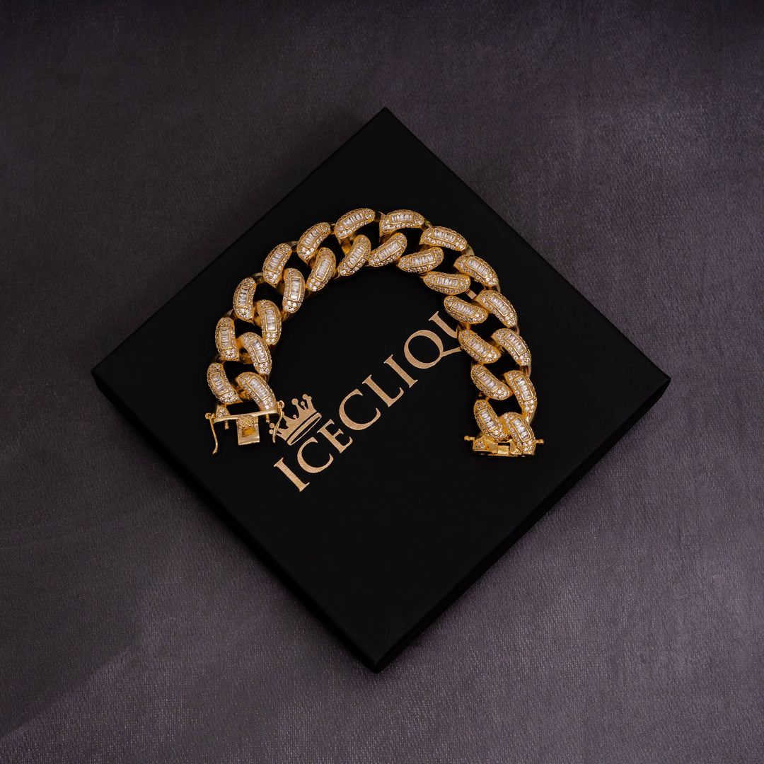 22mm Baguette Cuban Bracelet - ICECLIQUE JEWELRY