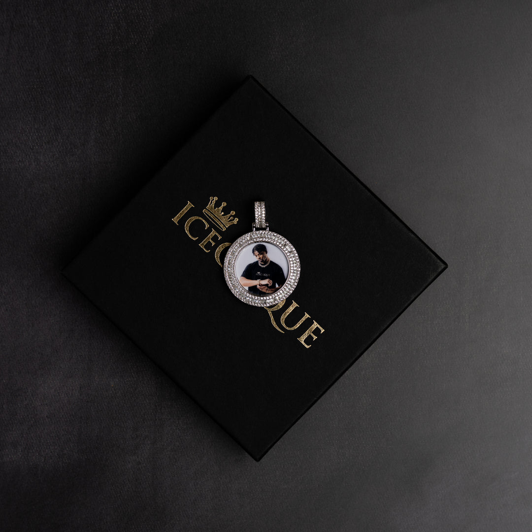 Round Baguette Custom Photo Pendant - ICECLIQUE JEWELRY