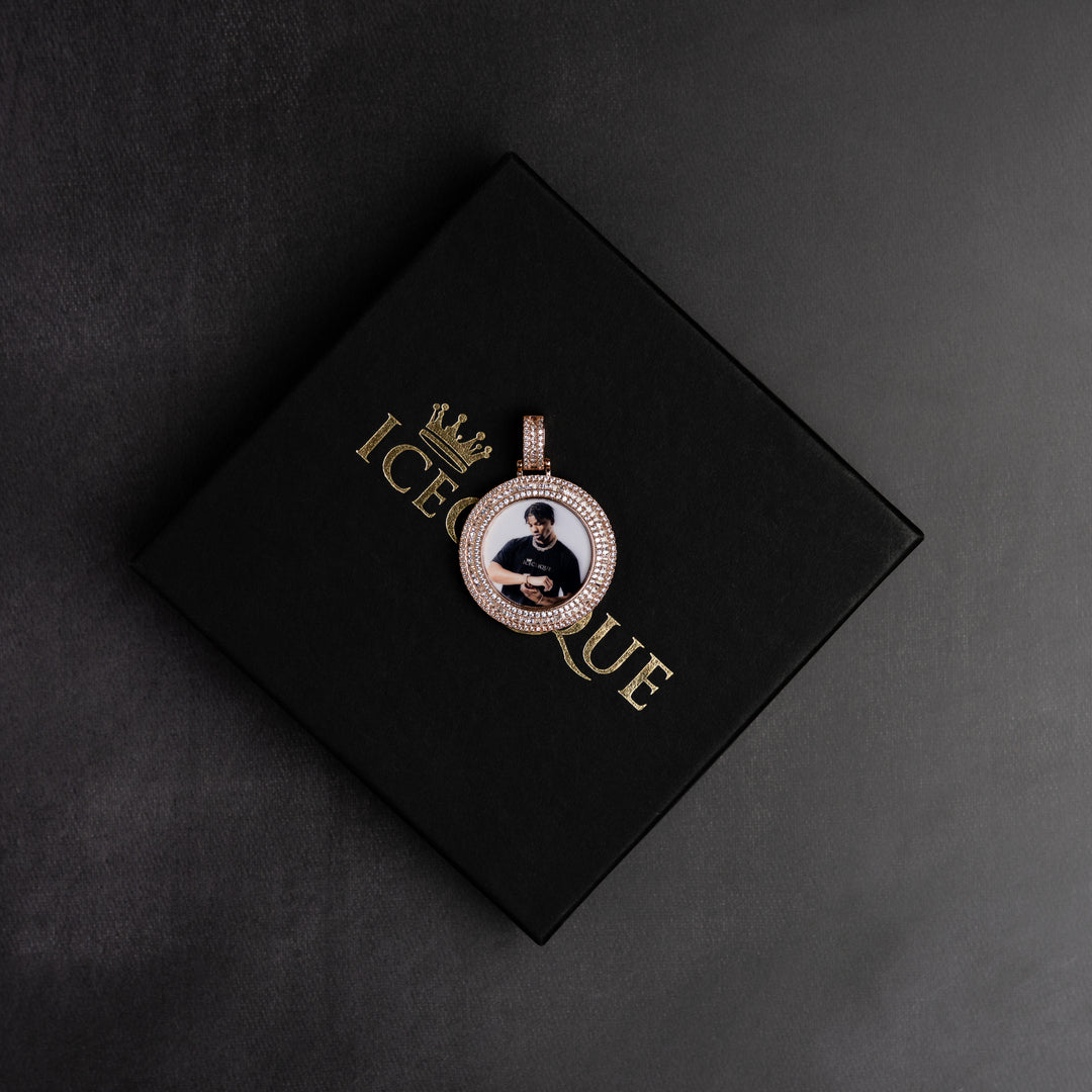 Round Baguette Custom Photo Pendant - ICECLIQUE JEWELRY