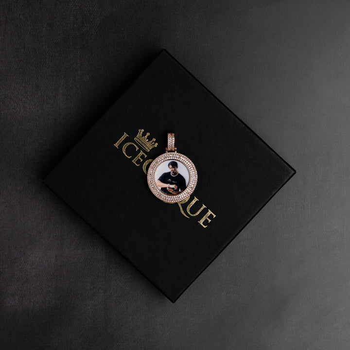Round Baguette Custom Photo Pendant - ICECLIQUE JEWELRY
