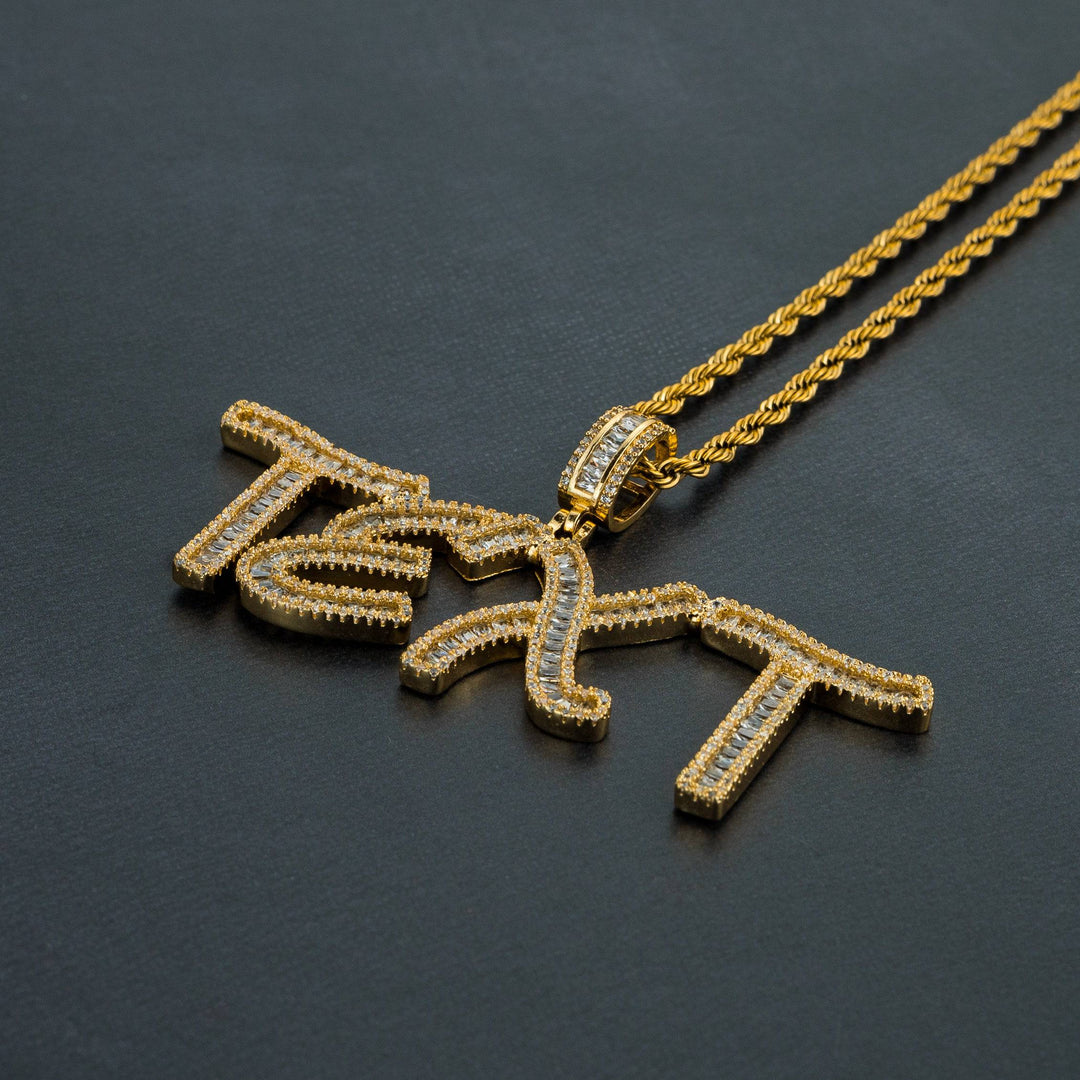 Custom Cursive Baguette Letter Pendant - ICECLIQUE JEWELRY