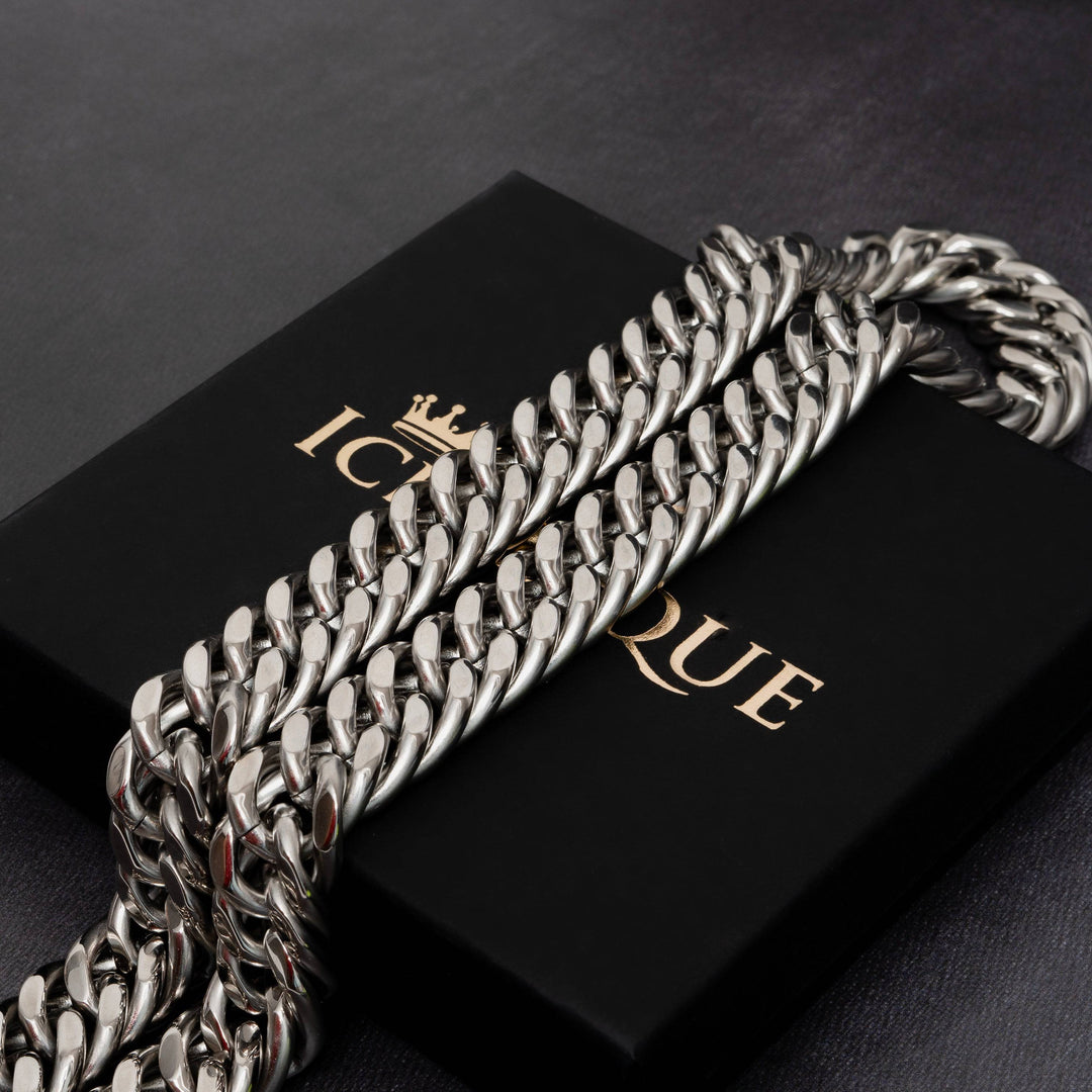 X Adjustable White Gold 22mm Cuban Chain - ICECLIQUE JEWELRY