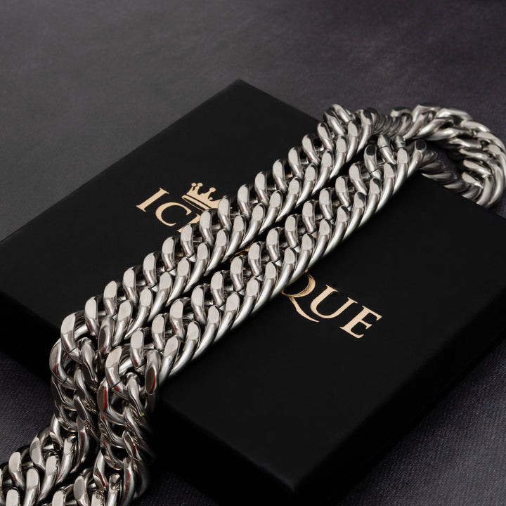 X Adjustable White Gold 22mm Cuban Chain - ICECLIQUE JEWELRY