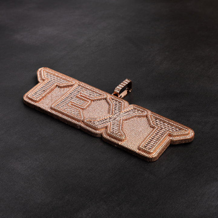 Custom VVS Baguette Neon Font Pendant - ICECLIQUE JEWELRY