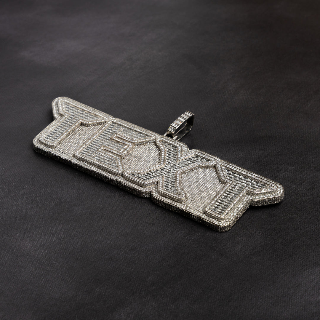 Custom VVS Baguette Neon Font Pendant - ICECLIQUE JEWELRY