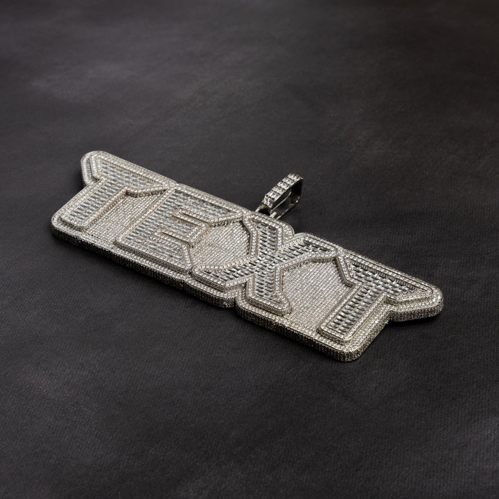 Custom VVS Baguette Neon Font Pendant - ICECLIQUE JEWELRY