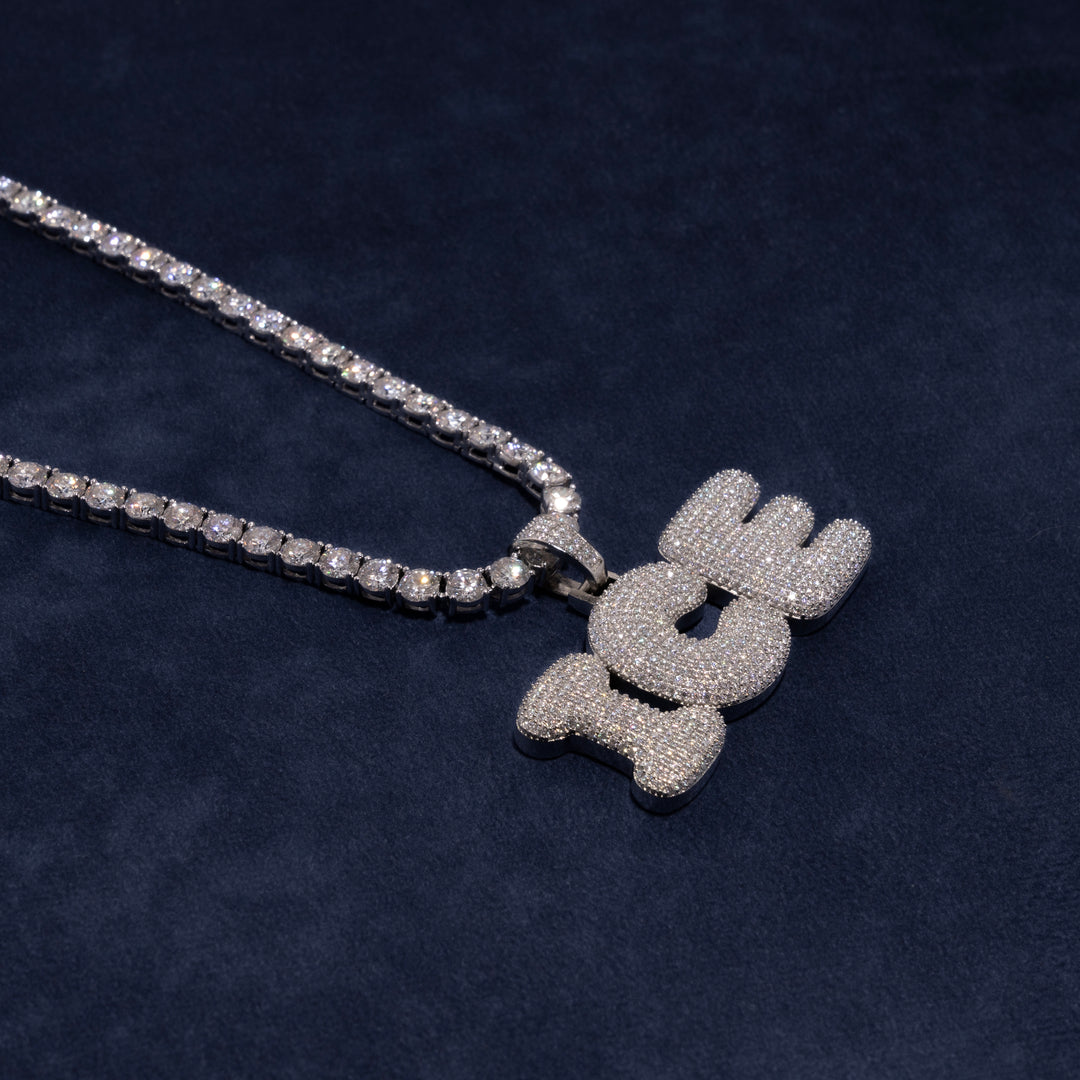 Custom Bubble Letter Pendant - Moissanite & S925 - ICECLIQUE JEWELRY