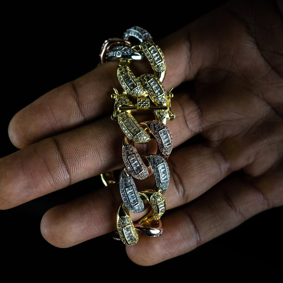 22mm Multicolor Baguette Cuban Bracelet - ICECLIQUE JEWELRY