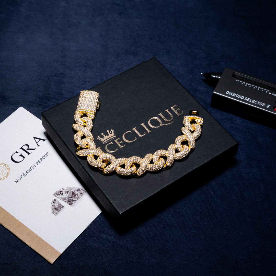 18MM Infinity Link Cuban Bracelet - Moissanite & S925 - ICECLIQUE JEWELRY