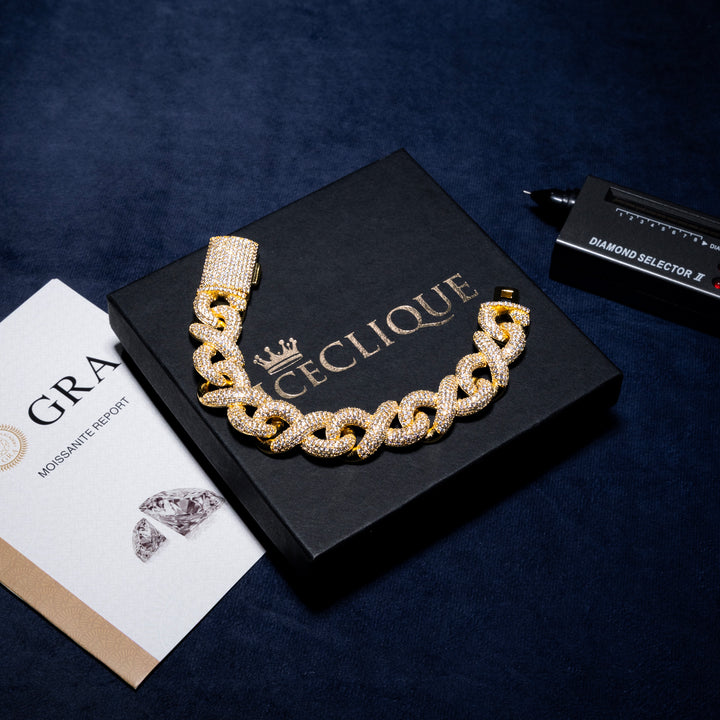 18MM Infinity Link Cuban Bracelet - Moissanite & S925 - ICECLIQUE JEWELRY