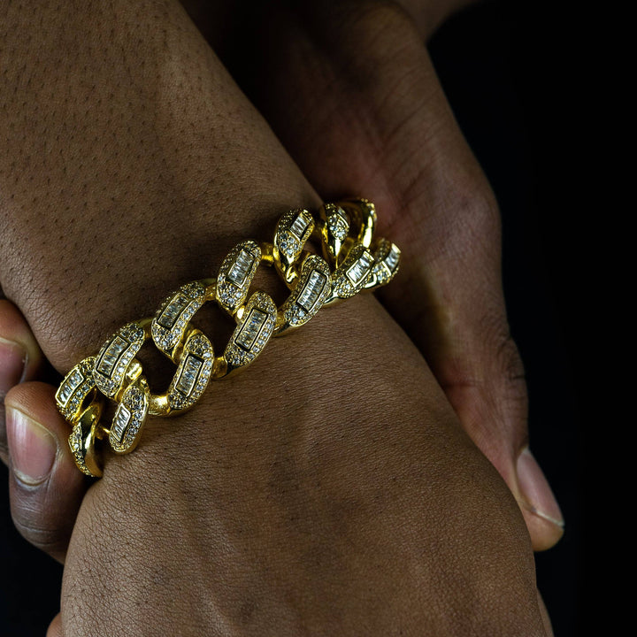 22mm Baguette Cuban Bracelet - ICECLIQUE JEWELRY