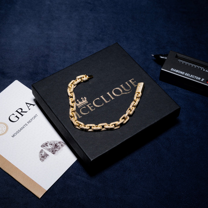 8MM Mariner Link Bracelet - Moissanite & S925 - ICECLIQUE JEWELRY