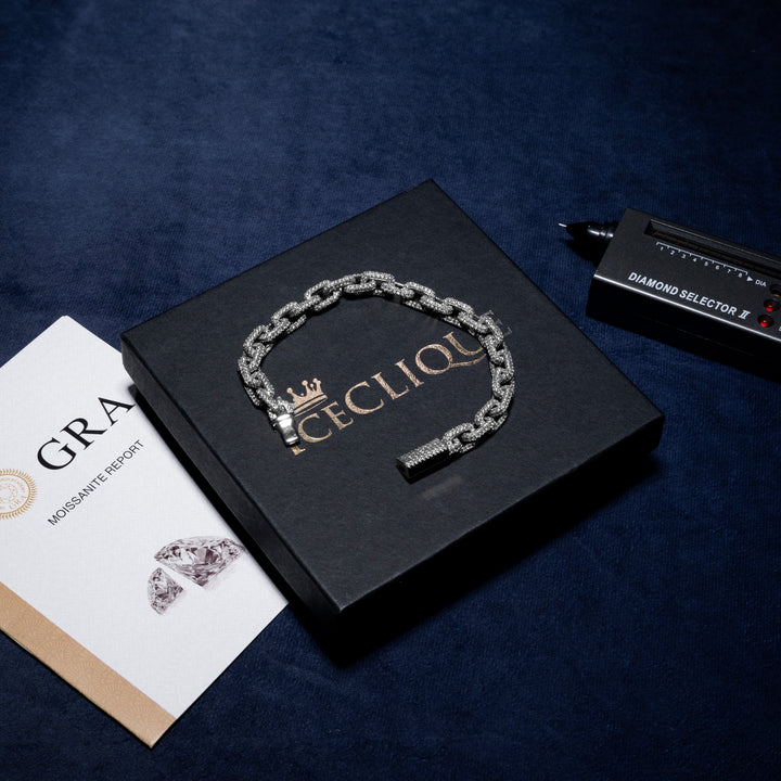 8MM Mariner Link Bracelet - Moissanite & S925 - ICECLIQUE JEWELRY