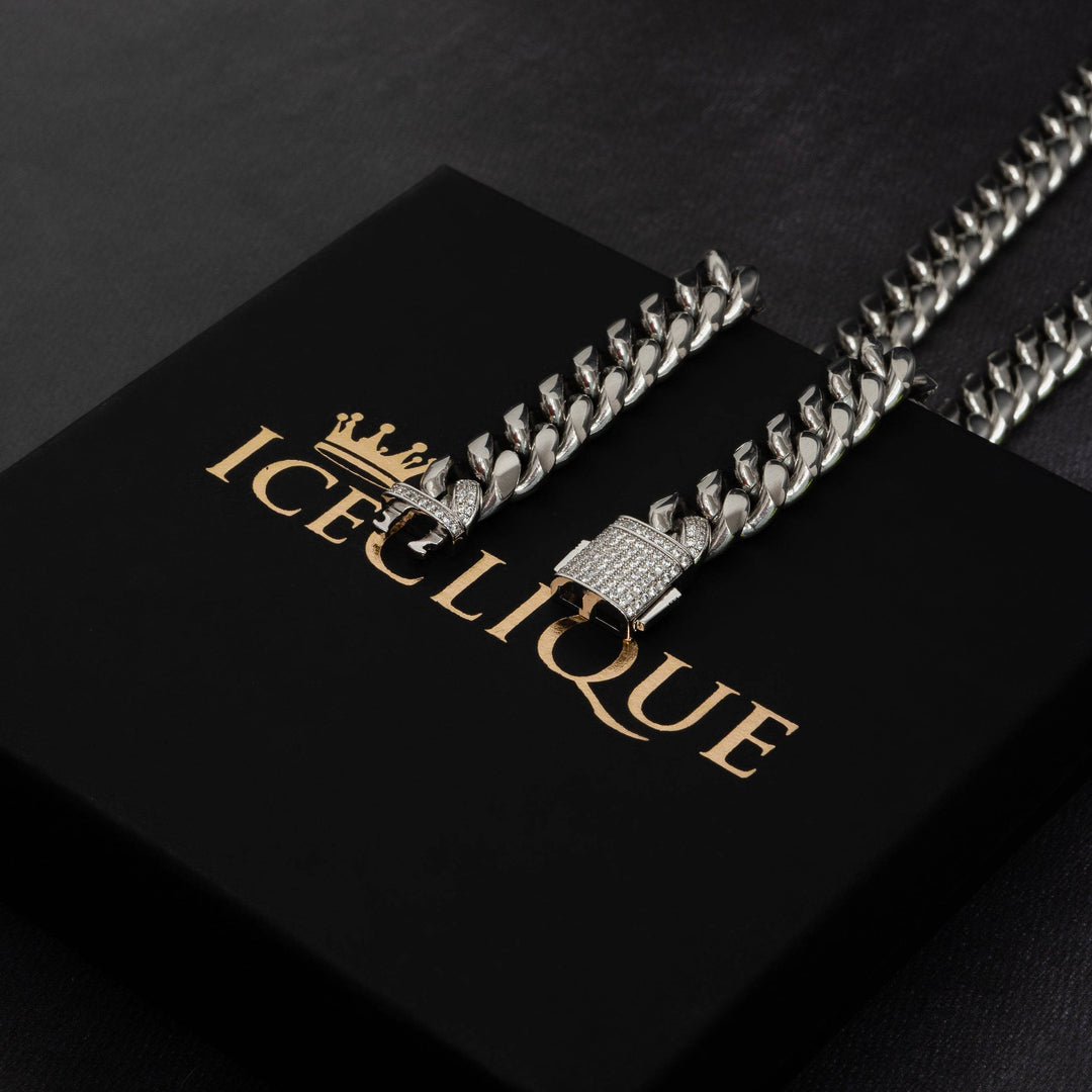 12mm Iced Clasp Cuban Chain - ICECLIQUE JEWELRY