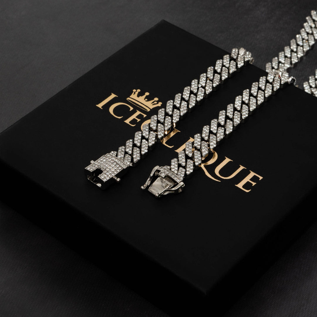 12mm Iced Prong Cuban Chain - ICECLIQUE JEWELRY