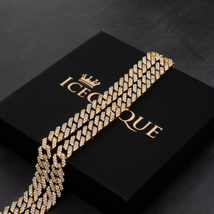 12mm Iced Prong Cuban Chain - ICECLIQUE JEWELRY