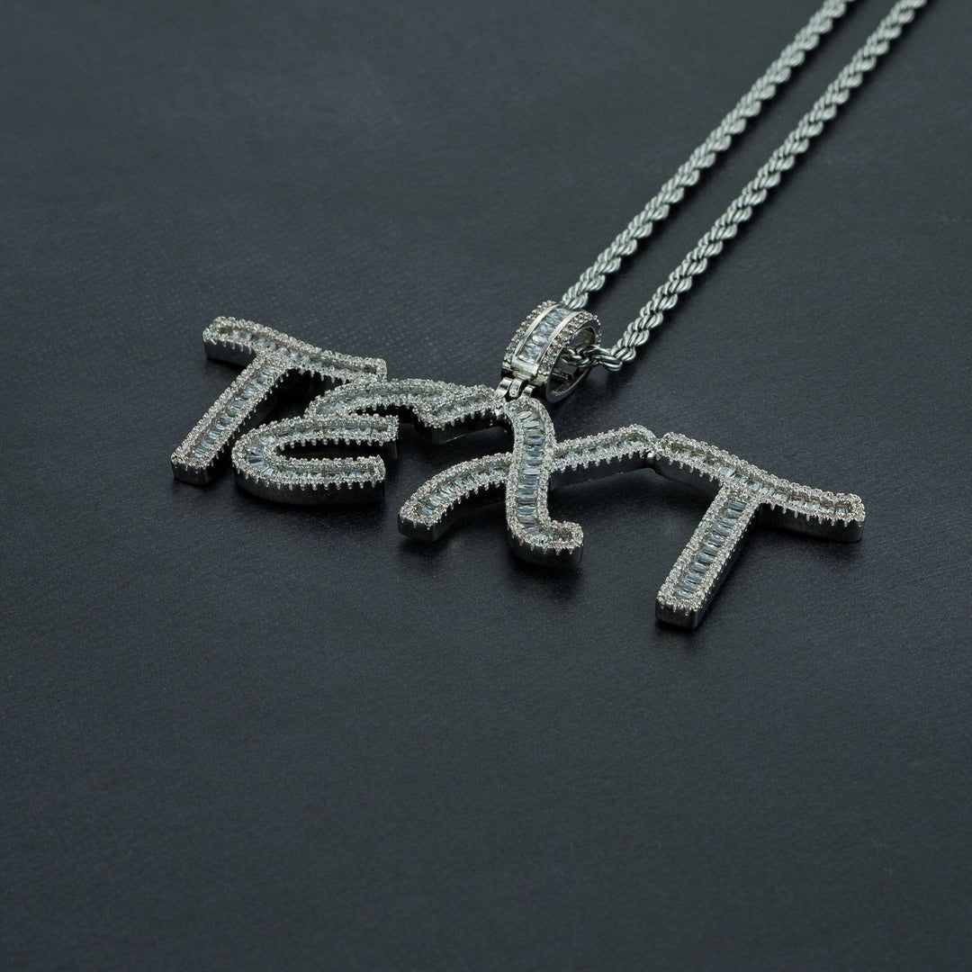 Custom Cursive Baguette Letter Pendant - ICECLIQUE JEWELRY