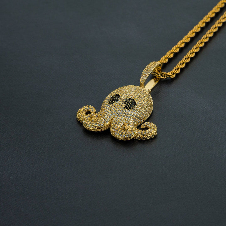 Iced Octopus Pendant w/ a Free Rope Chain - ICECLIQUE JEWELRY