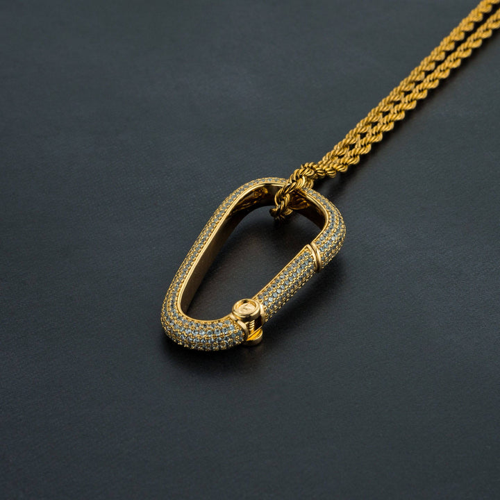 Iced Carabiner Pendant - ICECLIQUE JEWELRY