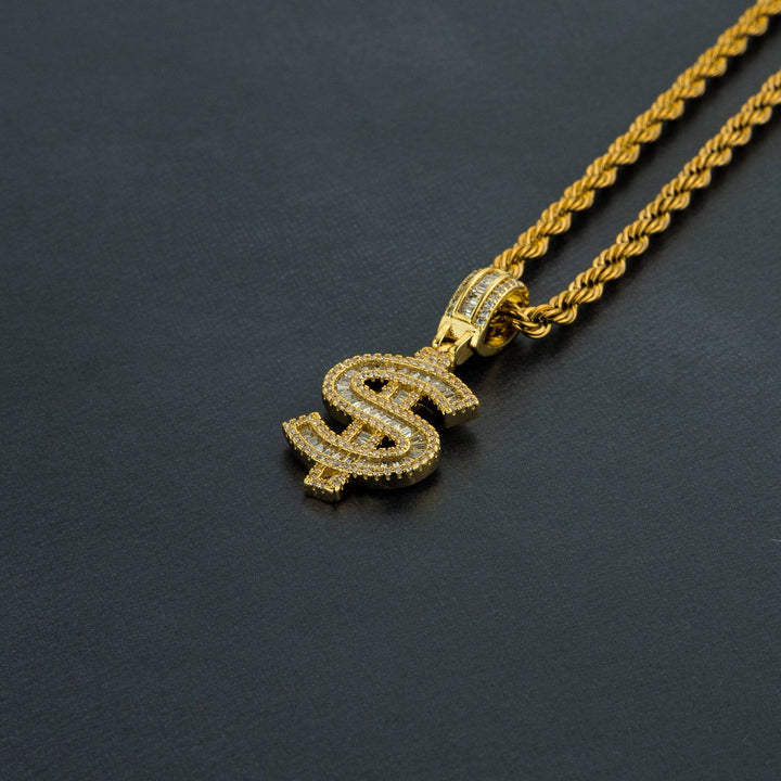 Baguette Dollar Sign Pendant - ICECLIQUE JEWELRY