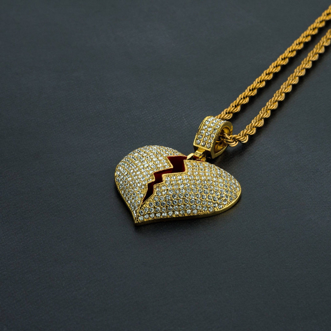 Frozen Heart Pendant w/ Rope Chain - ICECLIQUE JEWELRY