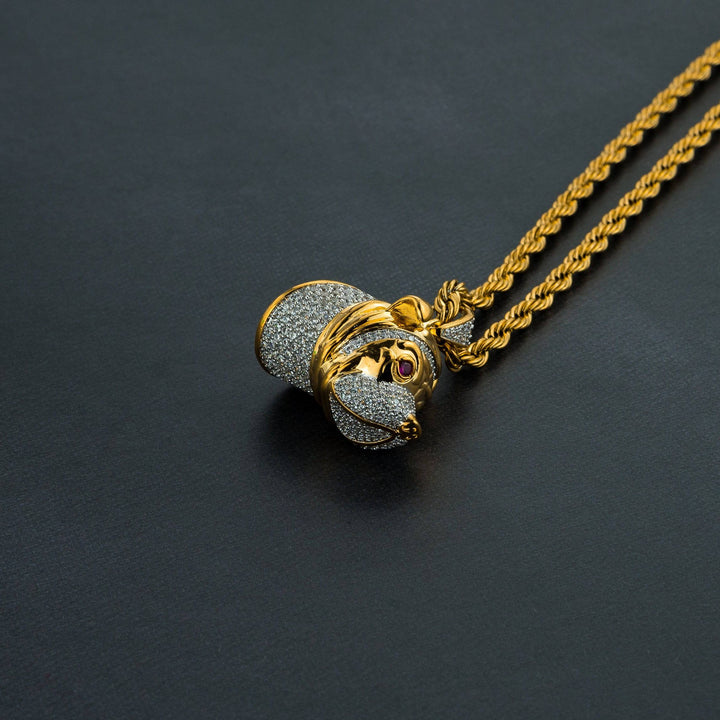 Gold Plated Pit Bull Pendant - ICECLIQUE JEWELRY