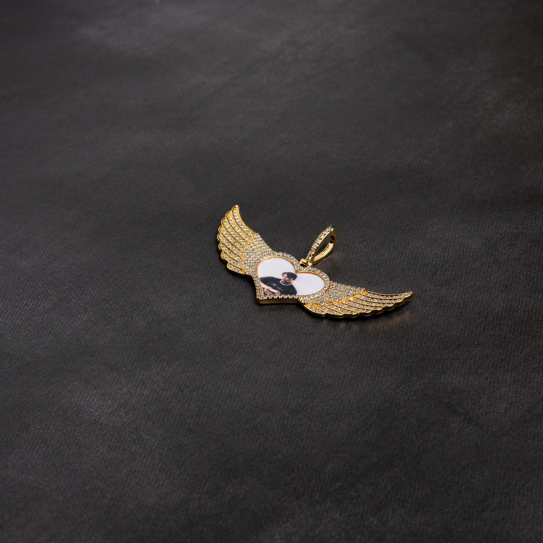 Winged Heart Shaped Custom Photo Pendant - ICECLIQUE JEWELRY