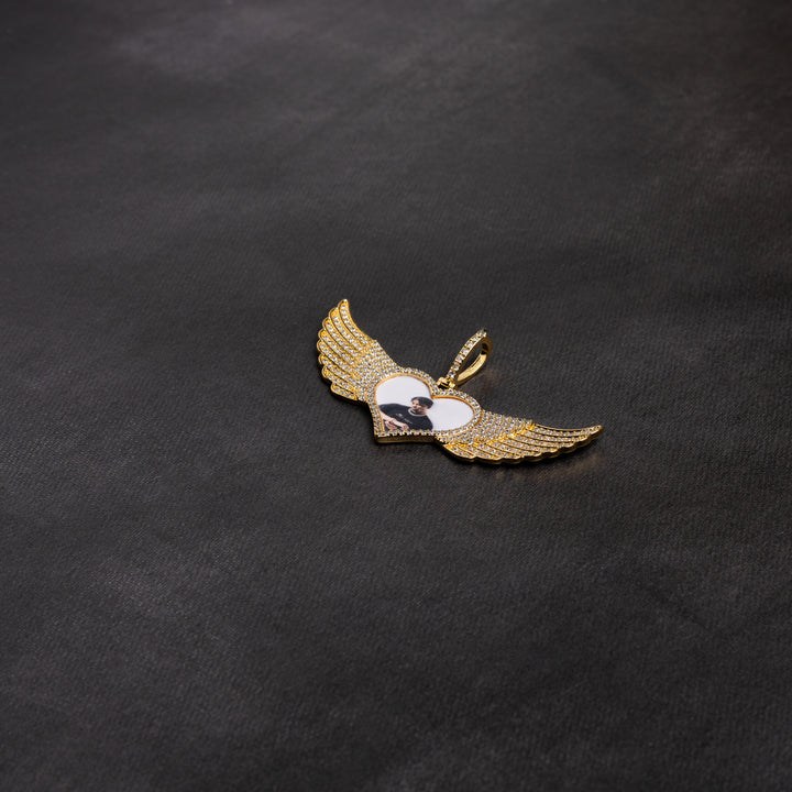 Winged Heart Shaped Custom Photo Pendant - ICECLIQUE JEWELRY