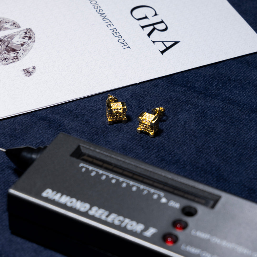 8.2mm 0.55ct Square Cluster Earrings - Moissanite & S925 - ICECLIQUE JEWELRY