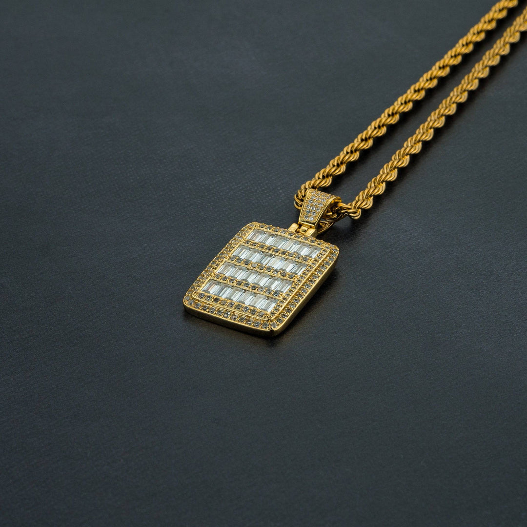 Baguette Dog Tag Pendant - ICECLIQUE JEWELRY