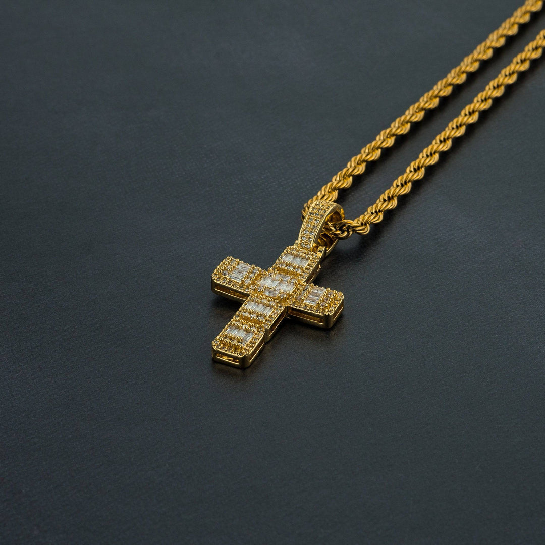 Baguette Cross Pendant - ICECLIQUE JEWELRY