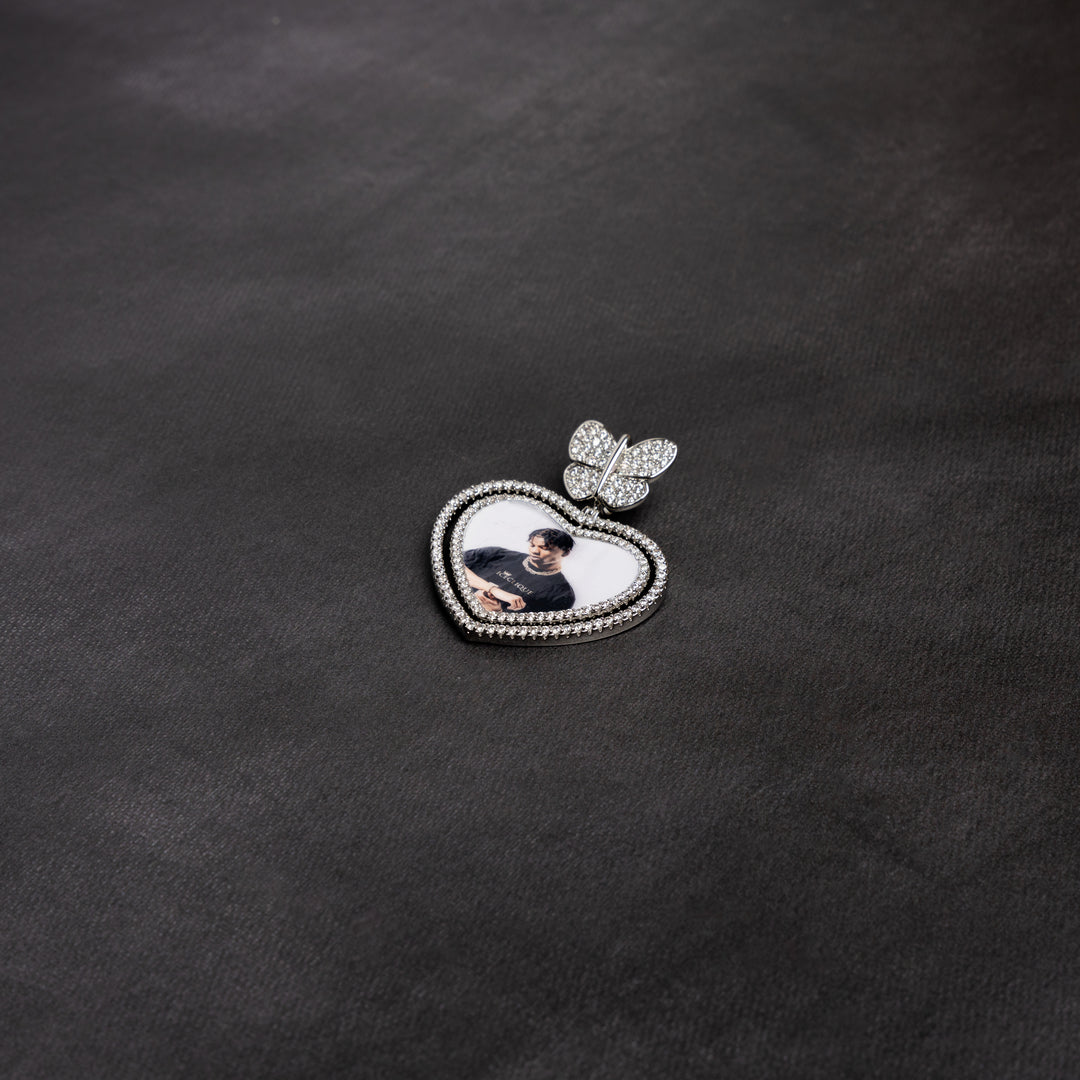 Butterfly Heart Custom Photo Pendant - ICECLIQUE JEWELRY