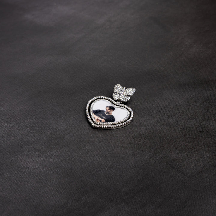 Butterfly Heart Custom Photo Pendant - ICECLIQUE JEWELRY