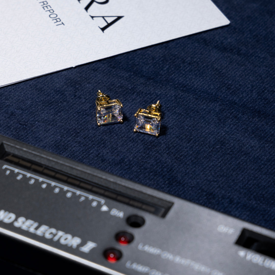 9x11mm 10ct Emerald Cut Earrings - Moissanite & S925 - ICECLIQUE JEWELRY