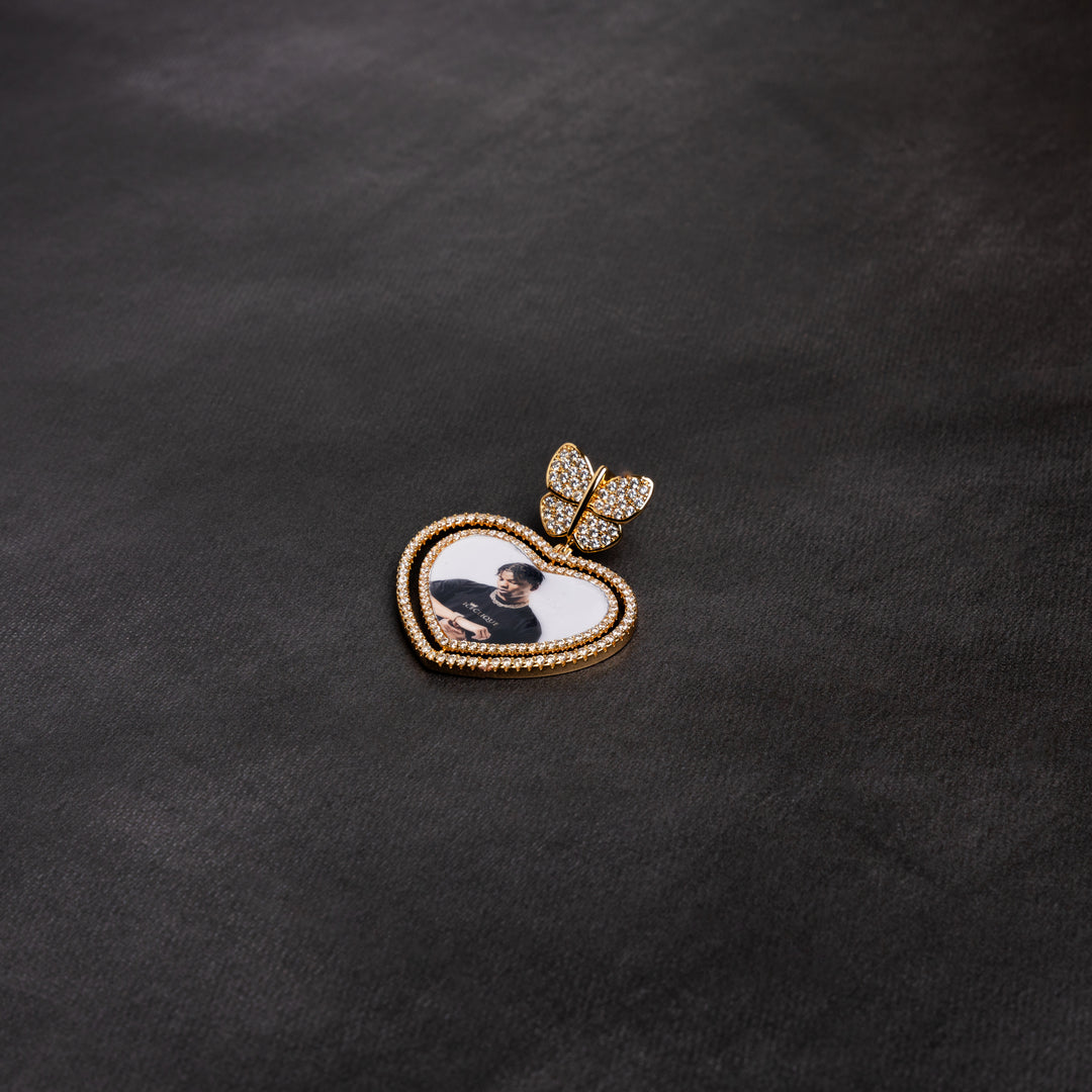 Butterfly Heart Custom Photo Pendant - ICECLIQUE JEWELRY