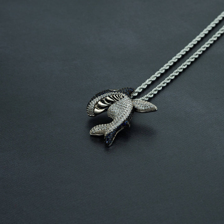 Iced Blue Shark Pendant - ICECLIQUE JEWELRY