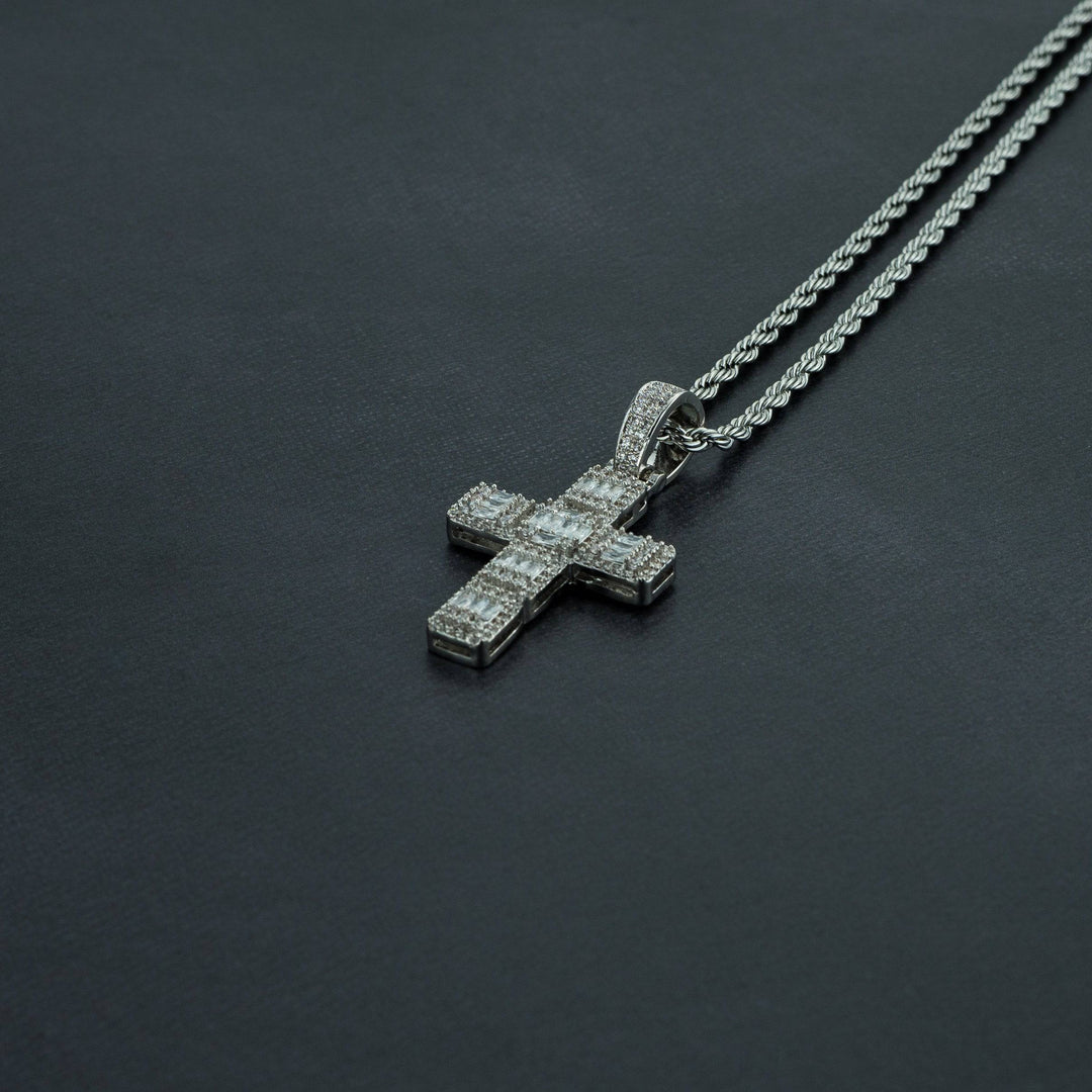 Baguette Cross Pendant - ICECLIQUE JEWELRY