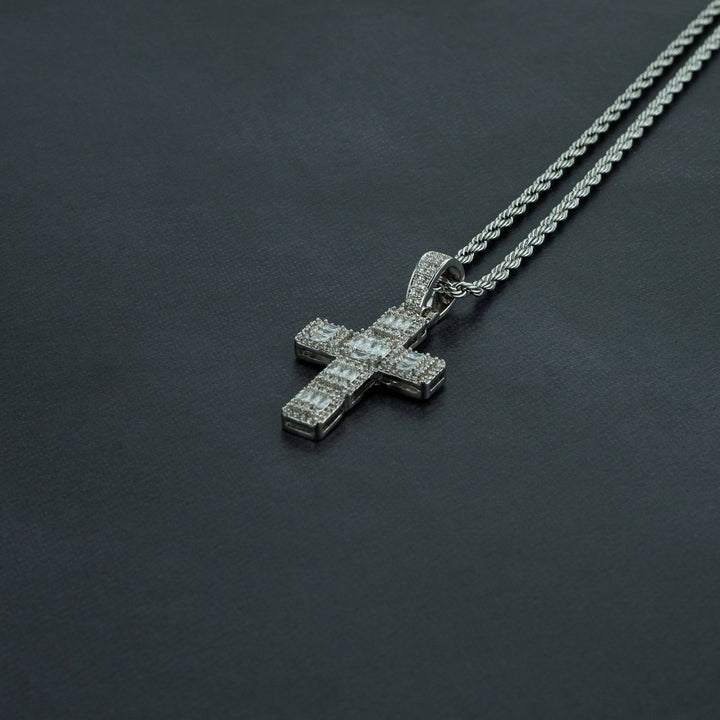 Baguette Cross Pendant - ICECLIQUE JEWELRY