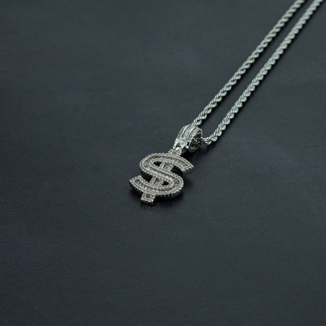 Baguette Dollar Sign Pendant - ICECLIQUE JEWELRY