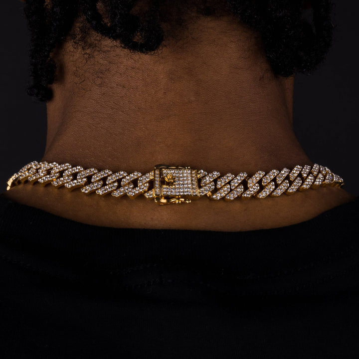 12mm Iced Prong Cuban Chain - ICECLIQUE JEWELRY
