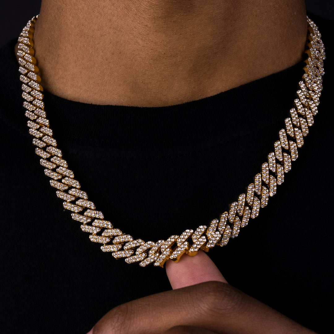12mm Iced Prong Cuban Chain - ICECLIQUE JEWELRY