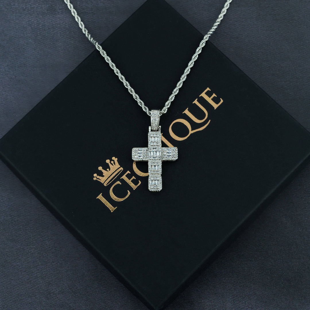 Baguette Cross Pendant - ICECLIQUE JEWELRY
