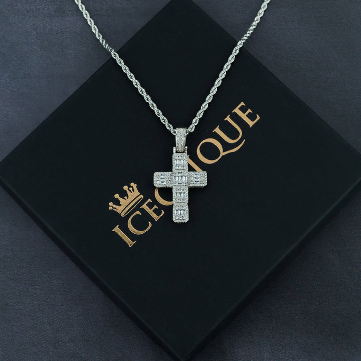 Baguette Cross Pendant - ICECLIQUE JEWELRY